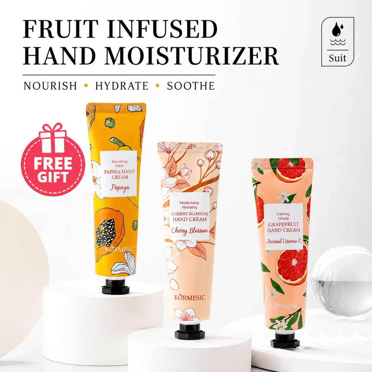 Fruit infused hand moisturiser gift with purchase